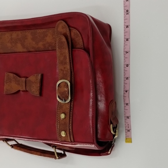 ECOSUSI faux leather red and tan satchel with removable crossbody strap - Picture 14 of 14